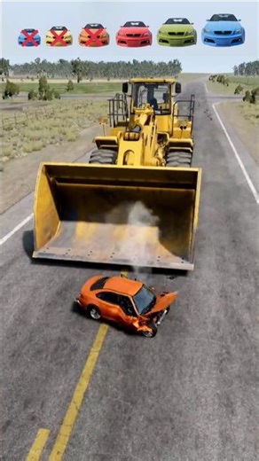 Big & Small cars Vs Lift Arm With Bucket.BeamNG drive. #beamengdrive #Shorts