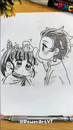 Drawing Tanjiro x Kanao ✨ #howtodraw #メイキング #アナログ #創作