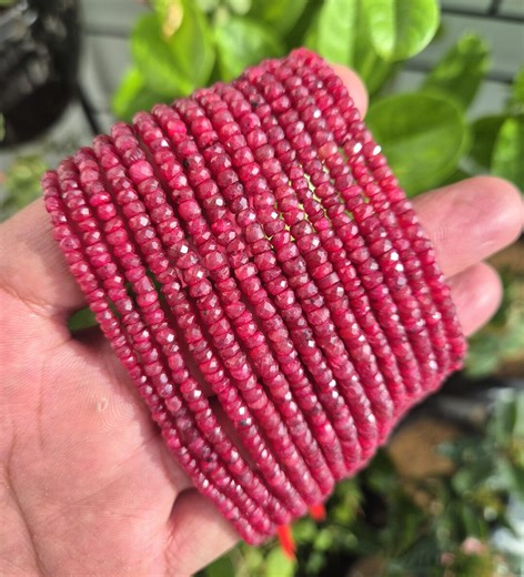 AAA  Ruby Faceted Rondelle Beads: 4mm Red Corundum, 13 Inch - Etsy