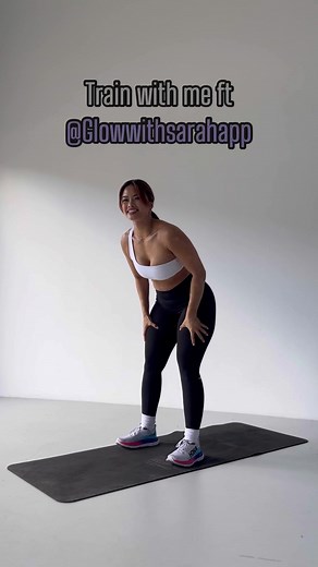 Train legs with me @Glow with Sarah 🤩 Leg circuit: - Squats - Forward lunges - Lateral shuffles (squatting) - Forward jump x reverse jog - Donkey kicks (each leg) - Frog squats - Frog pumps - Squat kickbacks 45 seconds each exercise Repeat circuit 2x