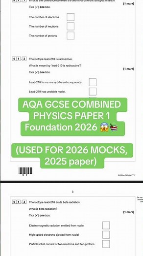 AQA GCSE COMBINED PHYSICS PAPER 1 2026 (USED FOR 2026 MOCKS) #gcsescience #gcse #gvsephysics