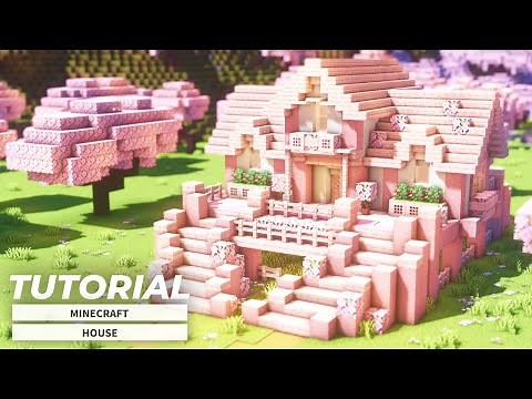 Minecraft: How to Build a Cute Cherry Blossom House (Tutorial) | 可愛い桜の家の作り方(サバイバル建築)