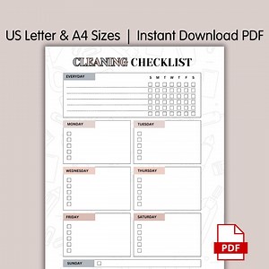 Cleaning Checklist Printable, Daily Weekly Cleaning Schedule Organizer Poster, Editable Cleaning ADHD Planner, Household Cleaning Chart - Etsy UK