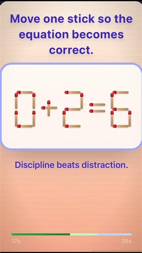 Matchstick Puzzle #18 – Level 2 😏 Move 1 Stick