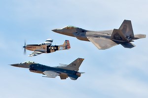F-22 Raptor joins in heritage flight at Alliance Air Show
