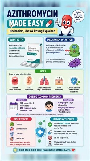 Azithromycin Made Easy 💊 | Mechanism, Uses & Dosing Explained