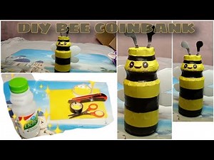DIY BEE COINBANK USING PLASTIC BOTTLE.CHARACTER COINBANK IDEA.PAANO GUMAWA NG BEE DESIGN NA ALKANSYA