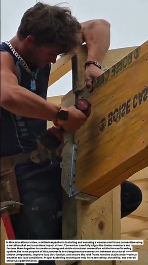 Amazing Roof Truss Installation Process! Skilled Carpenter Secures Structural Timber Connection.