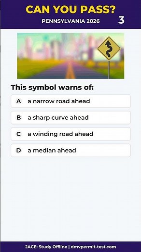 2026 PA DMV Sign Test: What Does This Symbol Mean? Q42 #Short