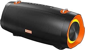 DOSS Extreme Boom Pro D100 Bluetooth Speaker with 140W Peak, 70W Bold Sound, Extra Bass, 24H Playtime, Beat-Sync Lights, Built-in Power Bank, IPX6 Waterproof, Portable Strap for Hiking, Camping-Orange