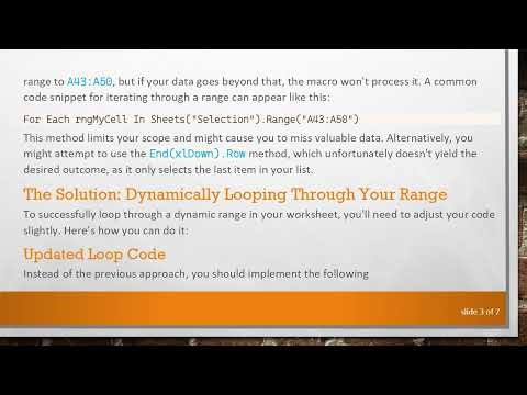 How to Use VBA to Loop Through a Range Dynamically in Excel