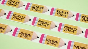 600 Pcs 3 Rolls Student Homework Folder Labels Take Home Folder Return to School Keep at Home Label Back to School Sticker Thermal Printed Labels for Office Classroom (Pencil)
