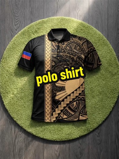 Tribal Tactical Polo for Men Featuring Philippine Sun Design