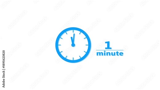 Counting 2 minutes timer clock animation. Clock timer animation. Clock timer on white background.