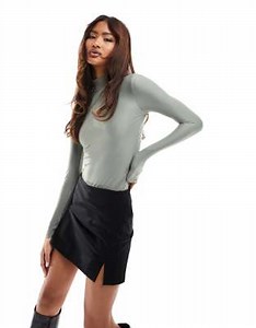 Abercrombie & Fitch soft matte high neck bodysuit in green | ASOS