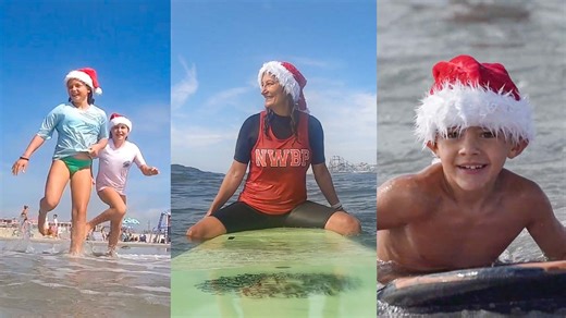 'Surfing Santas' make a splash for Christmas in July in North Wildwood