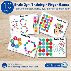 Preschool Fine Motor Skills Worksheets, Brain Gym Finger Games, Color Matching Printable (digital PDF) - Etsy