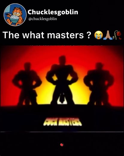 @chucklesgoblin on Instagram: "The video is a satirical parody trailer for a fictional 1980s-style animated action series titled “Cock Masters.” It heavily mimics the aesthetic and high-energy tropes of classic cartoons like G.I. Joe or He-Man, featuring a rock-inspired theme song and grain-filtered animation. The humor is centered entirely on crude double entendres and phallic imagery, specifically through the characters’ specialized weaponry, which are all designed as crotch-mounted cannons, f