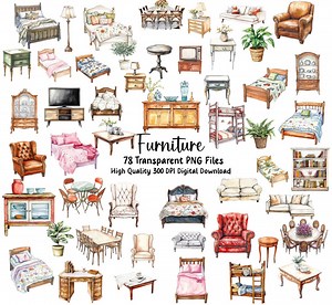 Furniture Clipart Bundle: PNG Graphics for Scrapbooking (digital Download) - Etsy
