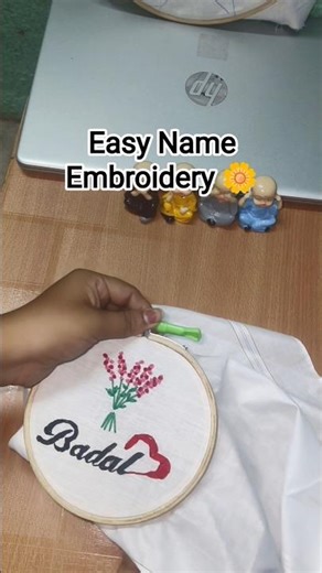 Easy Name Embroidery 🏵️#shorts