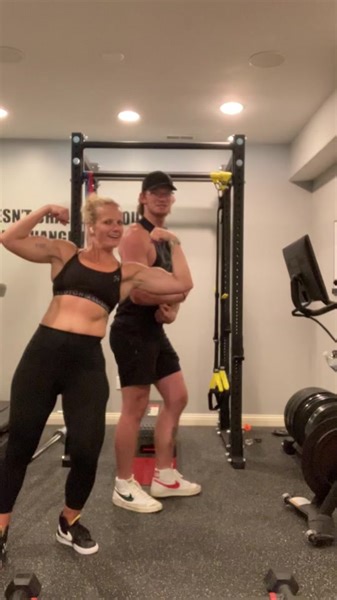 Mom vs Son: Flexing Competition at the Gym!