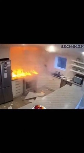 Shocking Kitchen Explosion Caught on Camera! #cctv #securitycamera