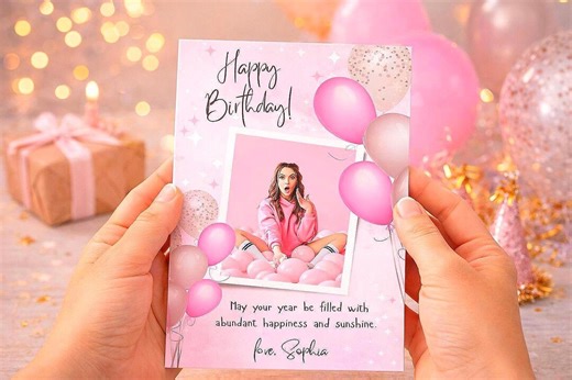 Pink Birthday Card Printable | Modern Feminine Design (PDF) - Etsy