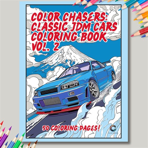 Classic JDM Cars Coloring Book Vol. 2 | 50 Japanese Cars Coloring Pages for All Ages + Cover Page | Instant Download | Printable PDF Pages - Etsy Finland