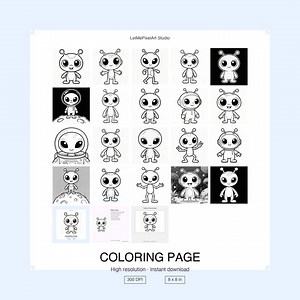 Cartoon Alien Coloring Pages - Kids' Activity (digital Download) - Etsy Canada