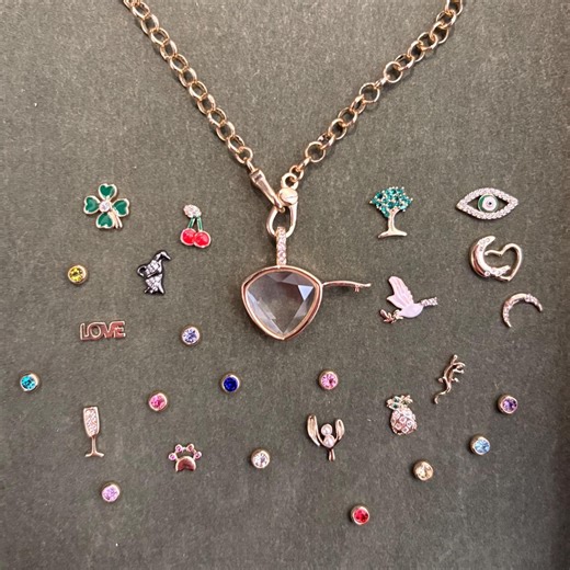 Triangle Glass Locket With Mini Floating Charms Holder Pendant, Memory Keepsake Jewelry - Etsy