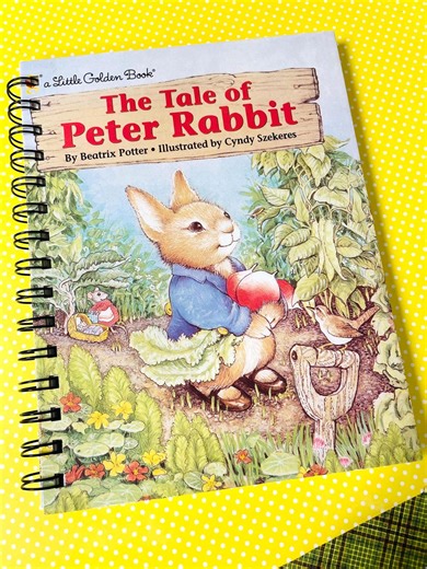 Spring Themed "peter Rabbit" Golden Book Junk Journal – Upcycled Spiral Bound Notebook or Scrapbook - Etsy