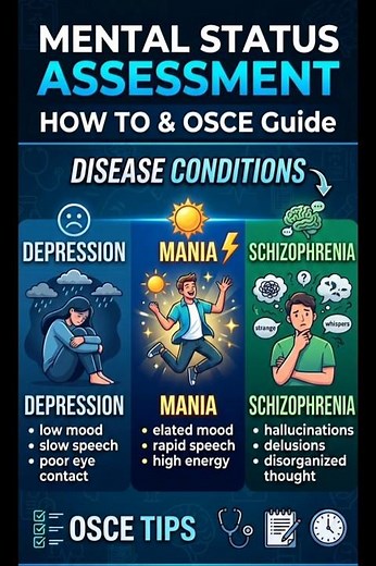 How to Do Mental Status Examination+OSCE Guide for Depression,Mania,schizophrenia+Marking Criteria
