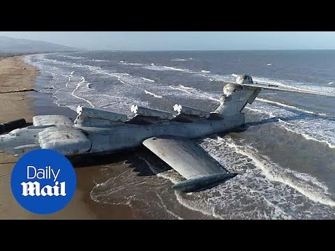 Drone shows abandoned Soviet-era plane dubbed the 'Caspian Sea Monster'