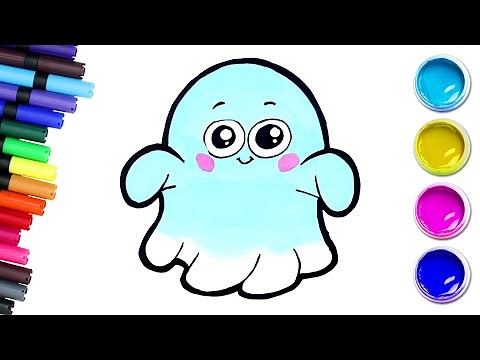 Drawing, Painting And Coloring Halloween Ghost 👻 | Easy Drawing For Kids