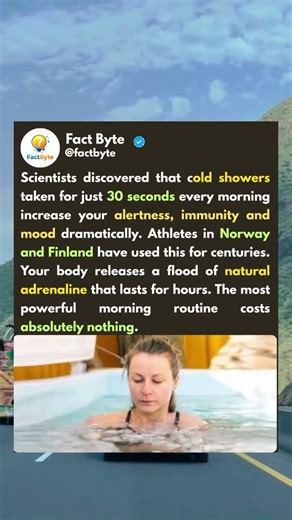 A 30 second cold shower every morning changes your entire body.#coldshower #health #healthfacts