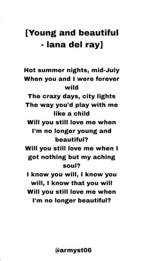 Lana del ray - yong and Beautiful (lyrics)
