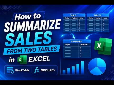 سر تجميع المبيعات من عدة جداول في الاكسل باستخدام PivotTable وGROUPBY