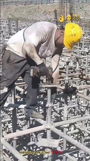 Assembly clamp scaffolding tube with skilled worker