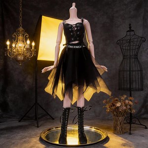 Black Lace-up Outfit for 1/3 BJD Doll – Tulle Skirt & Boots (60cm) - Etsy Australia