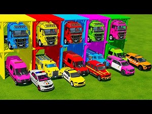 TRANSPORTING ALL POLICE CARS and AMBULANCE EMERGENCY VEHICLES WITH MERCEDES POLICE TRUCKS ! FS22