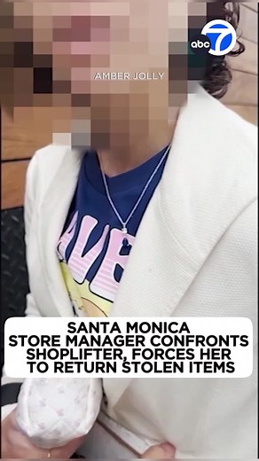 Dramatic video shows an angry #SantaMonica #store manager fighting back against a #shoplifter, intimidating the woman into giving back some of her stolen goods. 😤