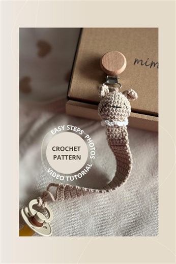 Crochet Teddy Bear Pacifier Clip Pattern, Amigurumi Soother Holder (PDF Download) - Etsy