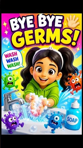 Bye Bye Germs! 🦠🫧 Fun Hand Washing Song for Kids#viral #kidseducation #contentcreator