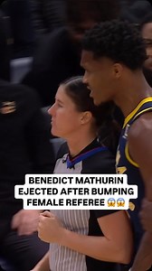 Benedict Mathurin wild ejection!🤯 In this video you can clearly see that he intentionally shoulders the female referee. Is this suspension worthy? #nba #pacers #indianapacers #mathurin #basketball #benedictmathurin #bball #indiana #pacers | Trendingsportspodcast