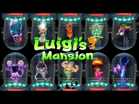 Luigis Mansion 3 - All boss ghosts displayed in the lab