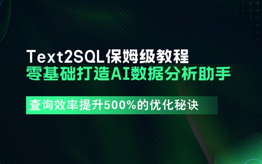 【Text2SQL保姆级教程】零基础打造AI数据分析助手！查询效率提升500%的优化秘诀 💎