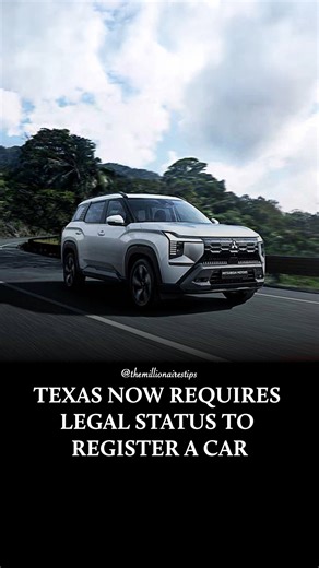 Millionaire Tips on Instagram: "Texas has implemented a crackdown requiring proof of legal citizenship or lawful immigration status for car registration or renewal. This measure blocks undocumented residents from registering vehicles and enforces stricter ID rules, necessitating unexpired government documents. While state officials assert this is to combat illegal registrations, critics argue it could hinder thousands from driving to work, obtaining insurance, or legally operating vehicles in a 