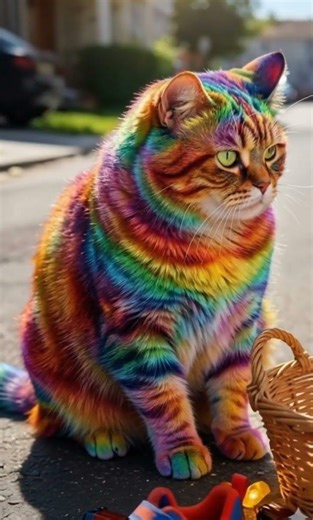 Rainbow Eyes Green Stare Cat 💚 #cat #cute