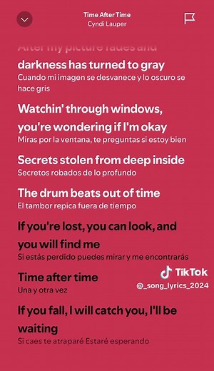 Time After Time Lyrics by Cyndi Lauper