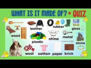 What is it made of? Names of Materials in English. English Vocabulary. Talking Flashcards and QUIZ.